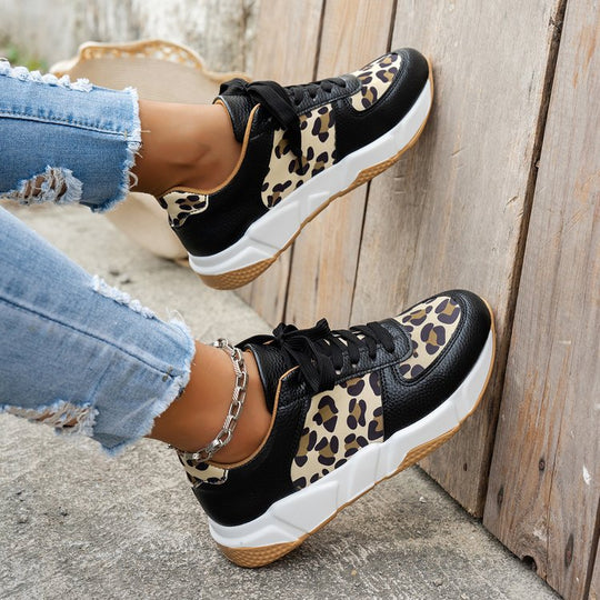 Damen Komfortable und stilvolle Sneakers mit Leopardenmuster R&B
