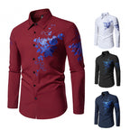 Herren Langarmhemd mit floralem Stickdesign R&B