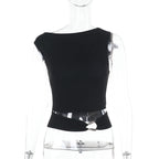 Damen Figurbetontes Crop-Top mit schickem Ringdetail R&B