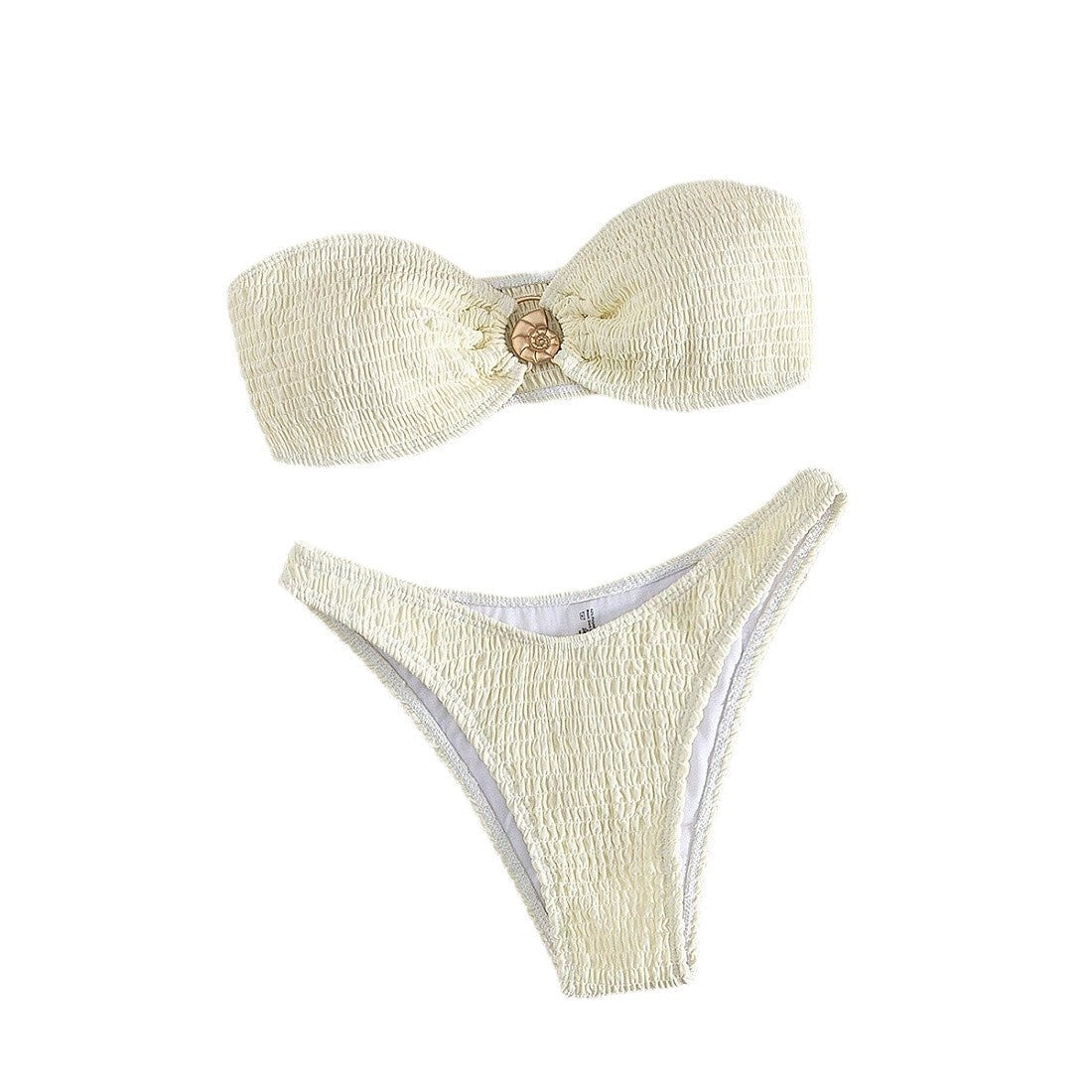 Damen Bandeau-Bikini mit Rüschendetails und modischem Schmuckakzent