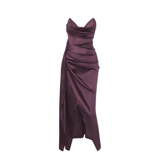 Damen figurbetontes Abendkleid mit asymmetrischem Saum und elegantem Schnitt R&B