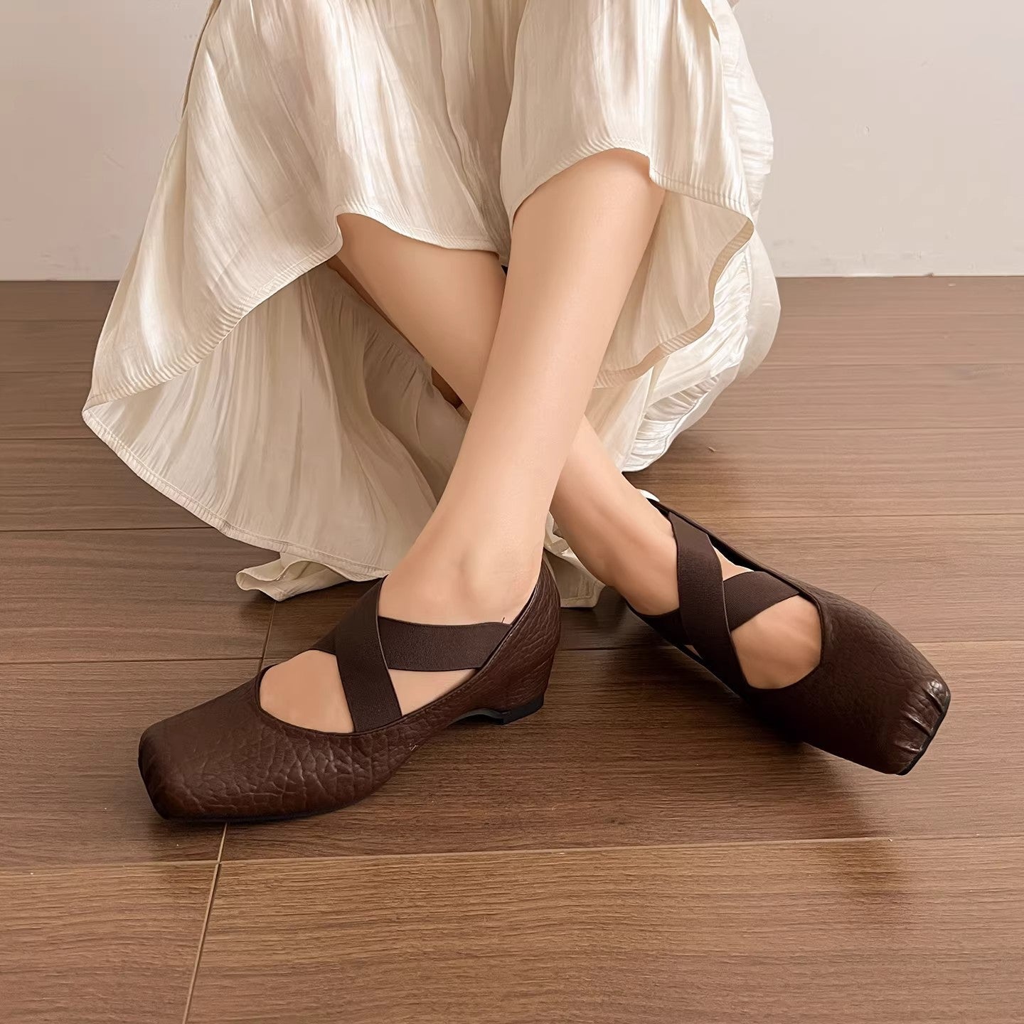 Damen Ballerinas mit gepolsterter Innensohle und elastischem Riemen R&B