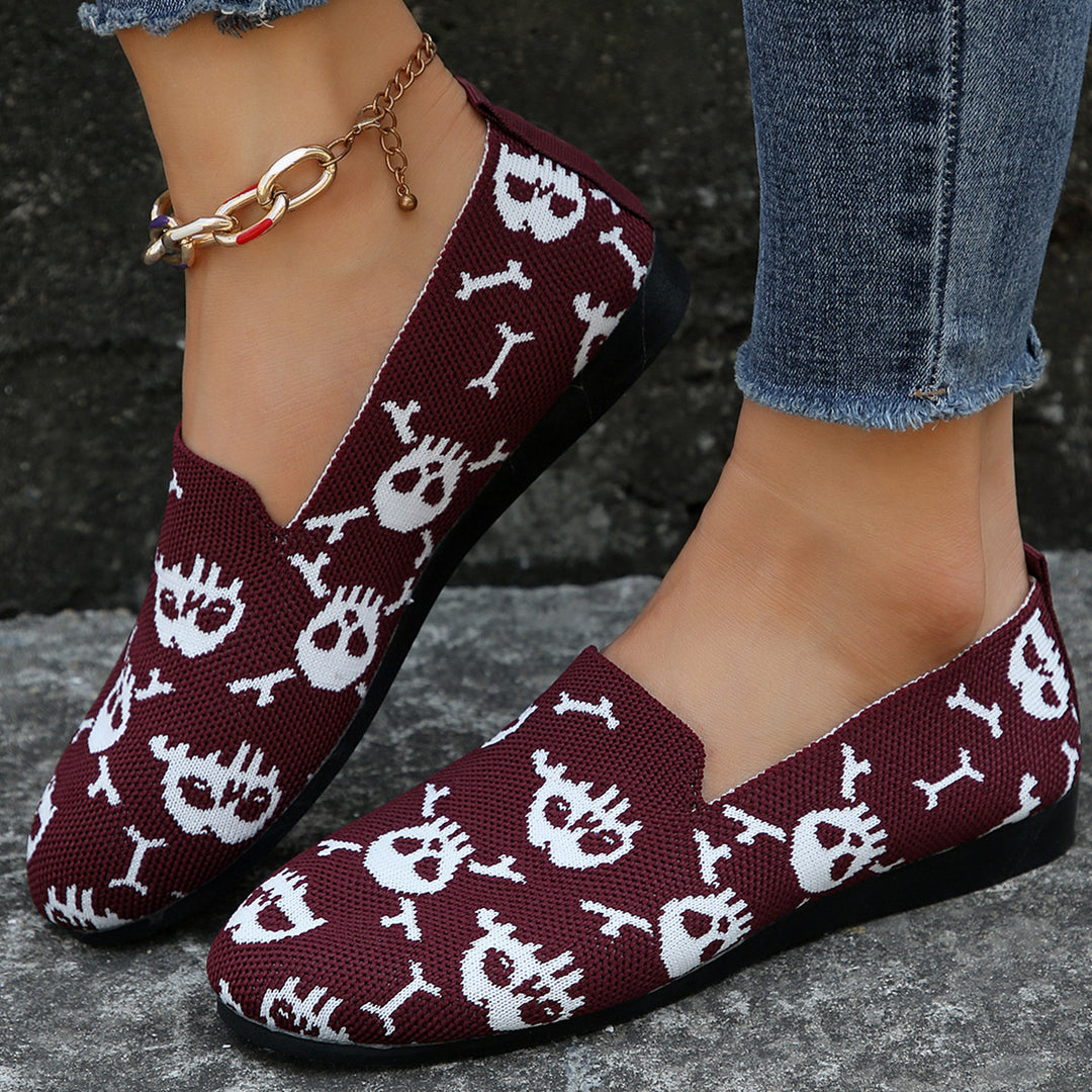 Damen Casual Slip-On Schuhe mit frechem Totenkopf-Design R&B