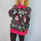 Damen weihnachtlicher Pullover mit bunten Applikationen und festlichem Design R&B