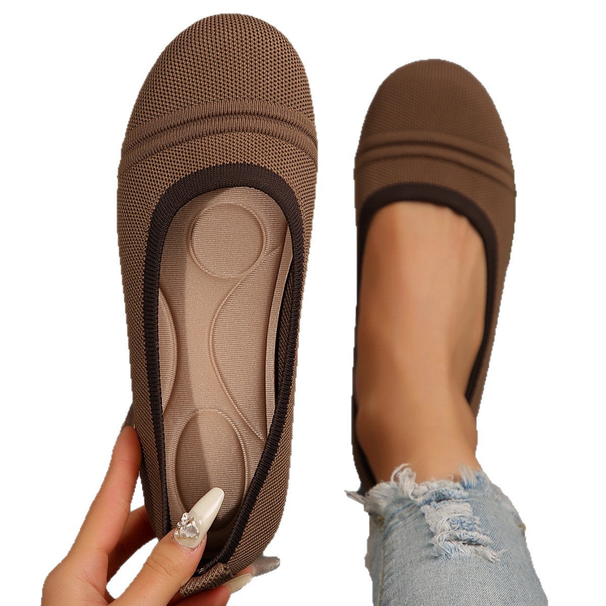 Damen Komfortable Ballerinas aus atmungsaktivem Textilmaterial R&B