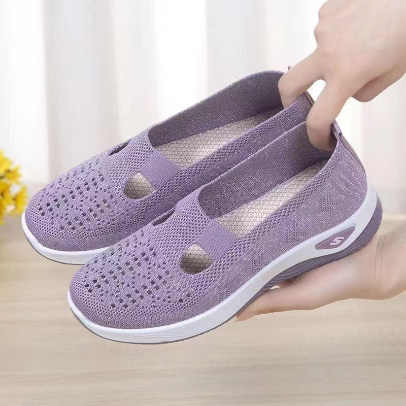 Damen Slip-On Sneakers mit atmungsaktivem Strick-Obermaterial und flexibler Sohle R&B