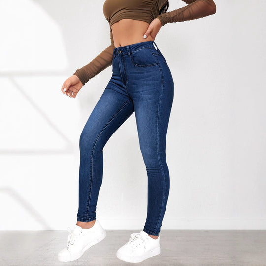 Damen Skinny Jeans mit hohem Bund und figurschmeichelndem Schnitt R&B