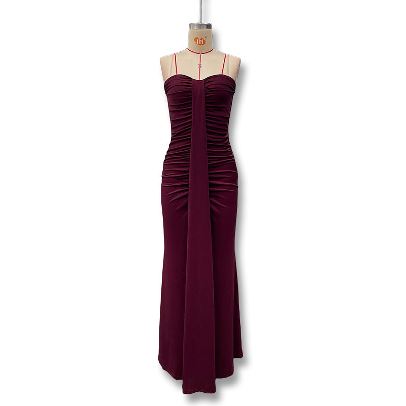 Damen Figurbetontes Maxikleid mit Raffungen und zartem Schnitt R&B