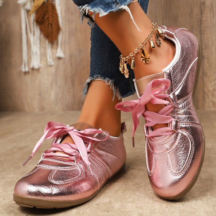 Damen modische Freizeitsneaker mit schimmerndem Obermaterial R&B