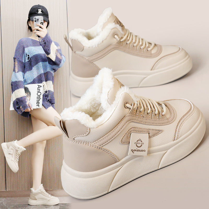 Damen Hohe Winter Sneakers mit weichem Fleece-Futter und rutschfester Sohle R&B
