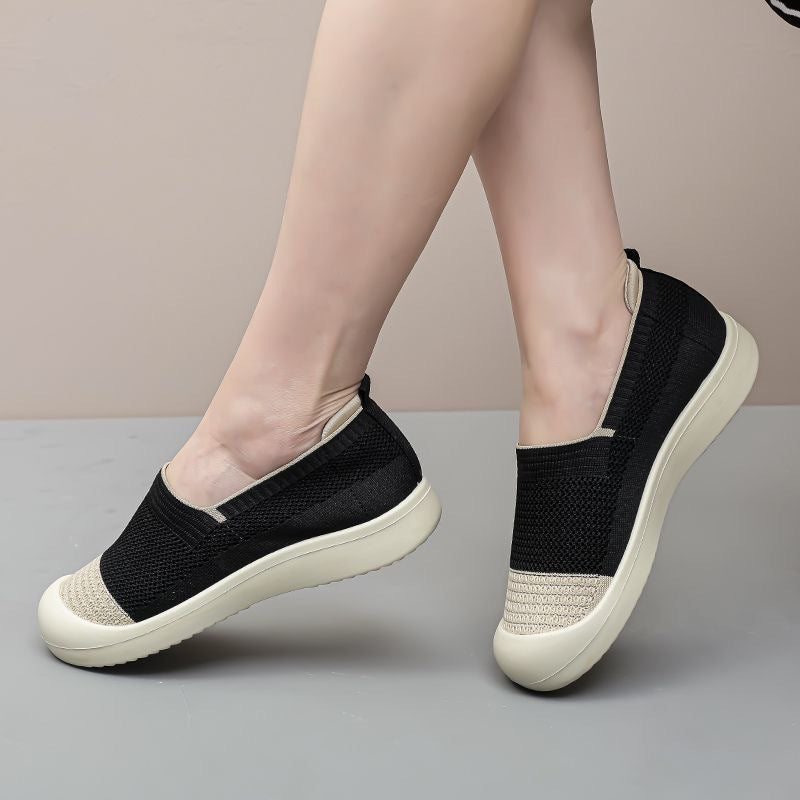 Damen Modische Slip-On Sneakers mit atmungsaktiver Oberflächenstruktur und gepolsterter Sohle R&B