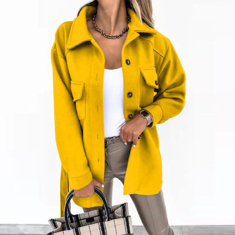 Damen Oversize-Hemdjacke mit praktischen Taschen und modernem Kragen R&B