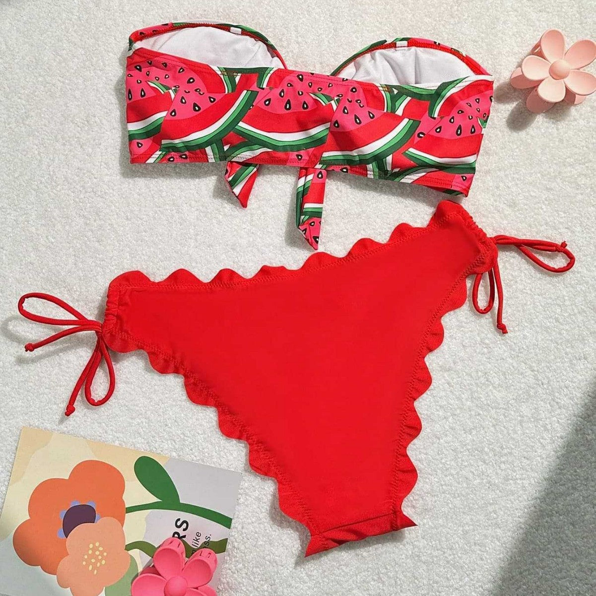 Damen Bandeau-Bikini mit verspieltem Knotendesign R&B