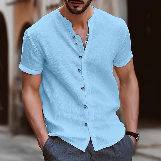 Herren lässiges Kurzarmhemd mit Knopfdetails R&B