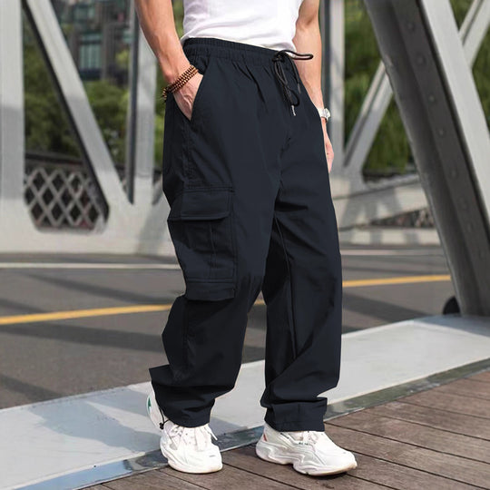 Herren moderne Cargohose mit elastischem Bund und multifunktionalen Taschen R&B