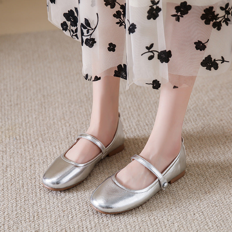 Damen Ballerina-Schuhe mit elegantem Riemen und schimmerndem Obermaterial R&B