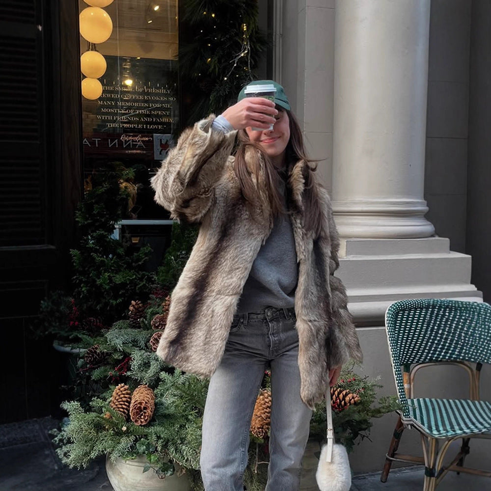 Damen luxuriöse Kunstfelljacke R&B