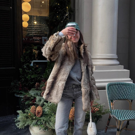 Damen luxuriöse Kunstfelljacke R&B