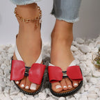 Damen modische Zehentrenner-Sandalen mit eleganten Schleifen und komfortablem Fußbett R&B