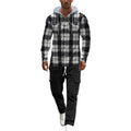 Herren gemusterte Kapuzenshirtjacke mit karierter Struktur und praktischen Taschen R&B