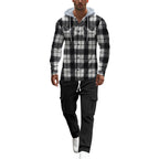 Herren gemusterte Kapuzenshirtjacke mit karierter Struktur und praktischen Taschen R&B