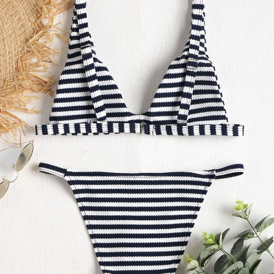 Damen Bikini im maritimen Streifenmuster R&B
