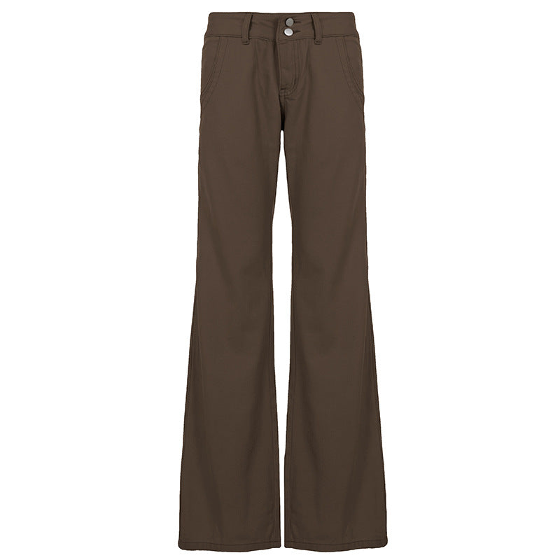 Damen lässige Flared Jeanshose mit hohem Bund und weitem Bein R&B