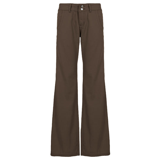 Damen lässige Flared Jeanshose mit hohem Bund und weitem Bein R&B