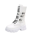 Damen High-Top Schnürstiefel mit verstellbaren Riemen und griffiger Sohle R&B