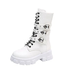 Damen High-Top Schnürstiefel mit verstellbaren Riemen und griffiger Sohle R&B