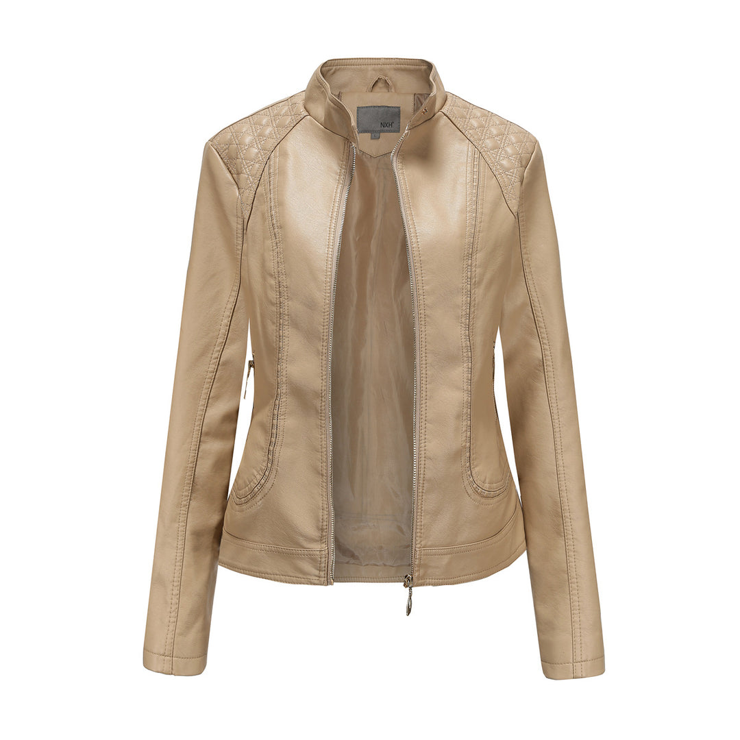 Damen Kunstlederjacke mit modischen Steppdetails R&B