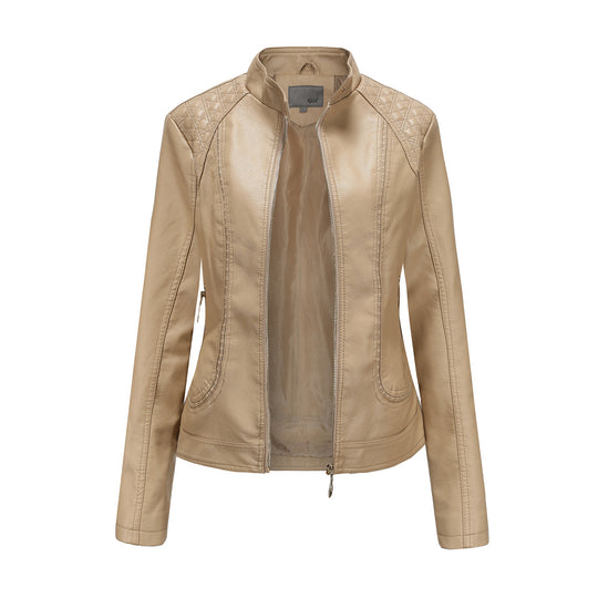 Damen Kunstlederjacke mit modischen Steppdetails R&B