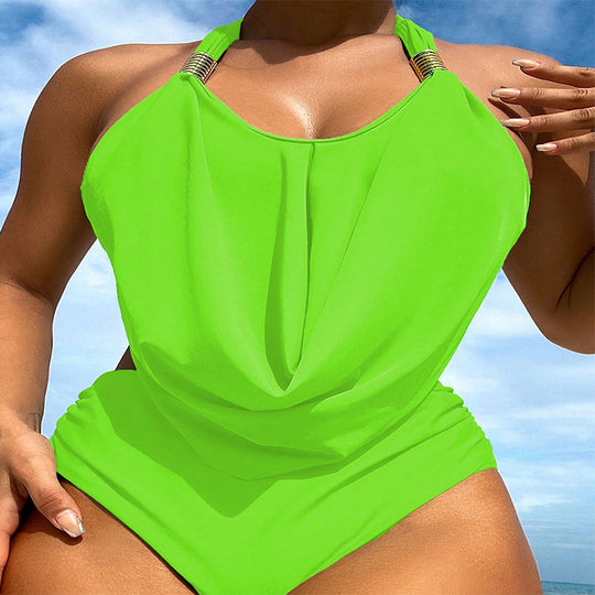 Damen Einteiler Badeanzug mit elegantem Drapierungsdesign und hochwertigen Akzenten R&B