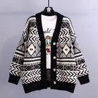 Damen Übergroße Strickjacke mit geometrischem Muster R&B