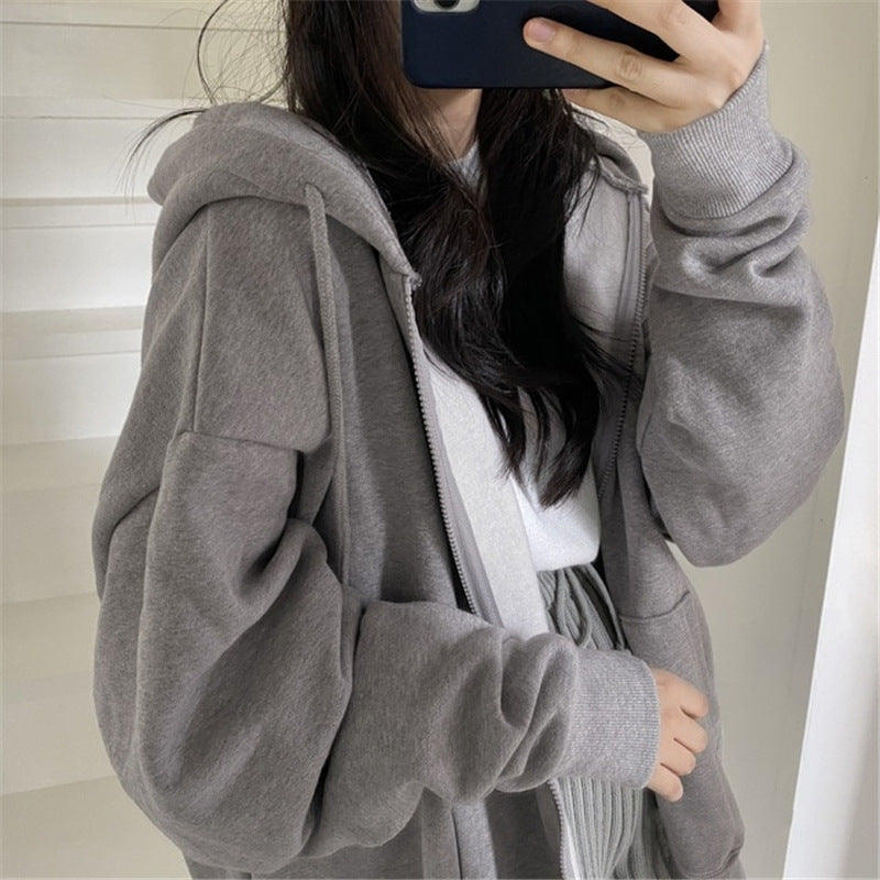 Damen oversized Kapuzenjacke aus weichem Fleece mit Kängurutasche R&B