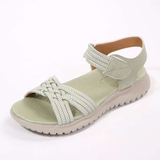 Damen Komfortable Sandalen mit geflochtenen Riemen und elastischem Band R&B