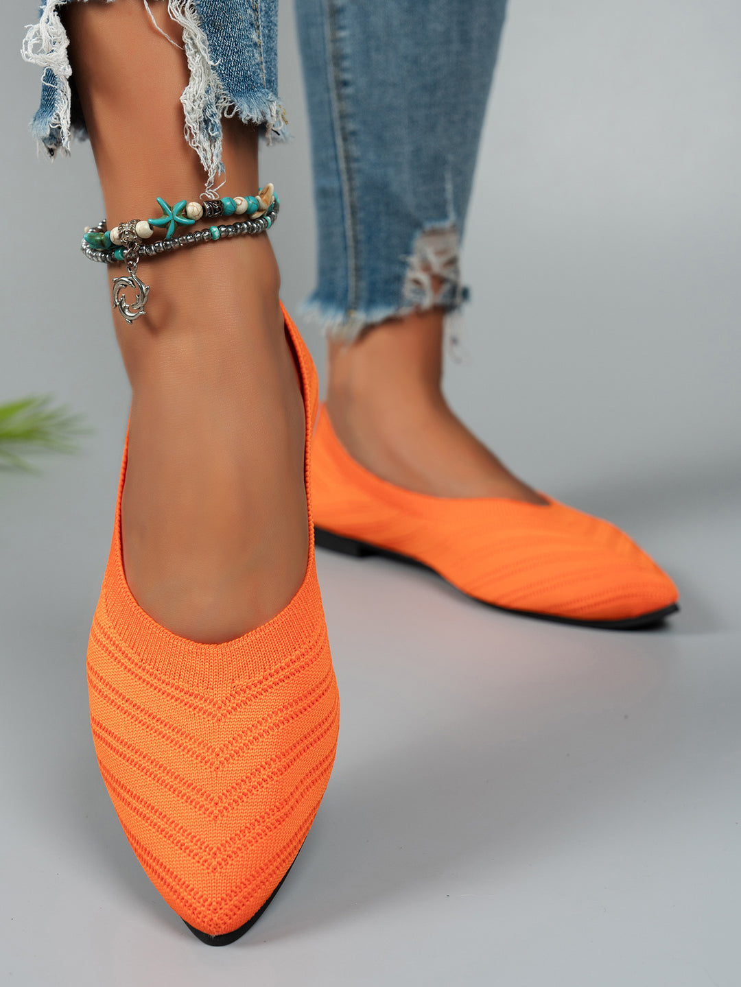 Damen Ballerinas aus atmungsaktivem Strickmaterial mit elegantem Schnitt R&B