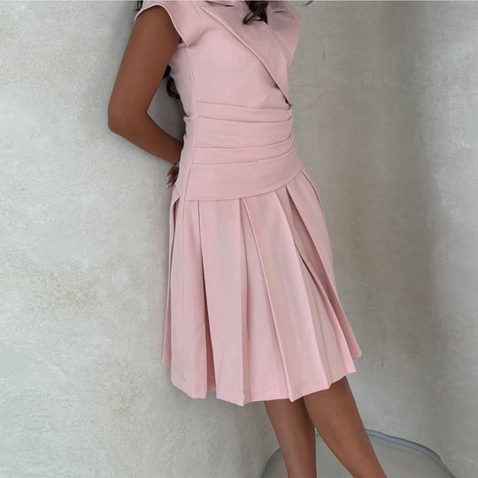 Damen Wickelkleid mit elegantem Taillengürtel und femininem Faltenrock R&B