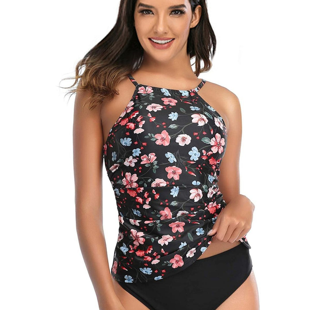 Damen Sportlicher Tankini mit Rüschendetails und animalischem Muster R&B