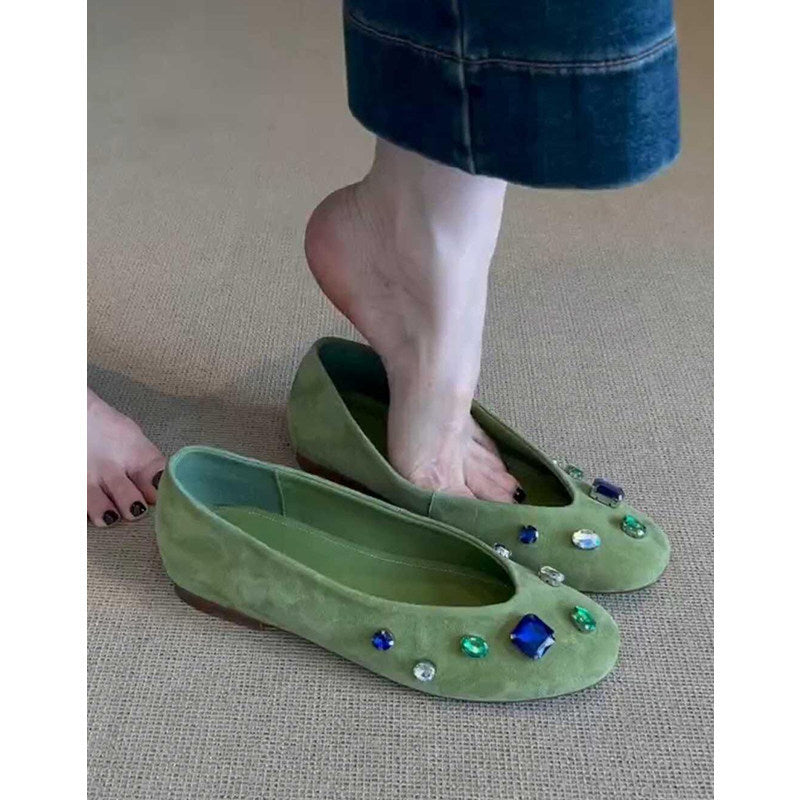 Damen elegante Ballerinas mit funkelndem Strassbesatz R&B