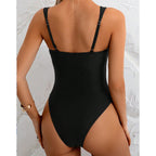 Damen eleganter V-Ausschnitt Badeanzug