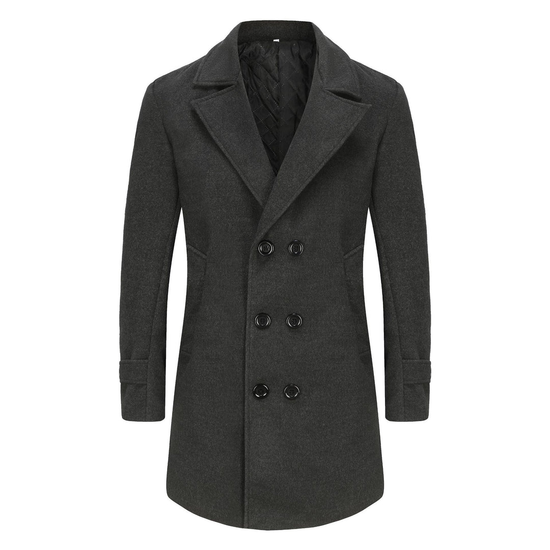 Herren stilvoller und eleganter Übercoat mit doppelter Knopfreihe R&B