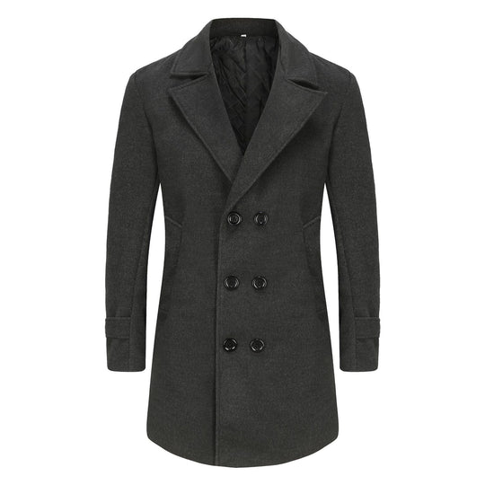 Herren stilvoller und eleganter Übercoat mit doppelter Knopfreihe R&B