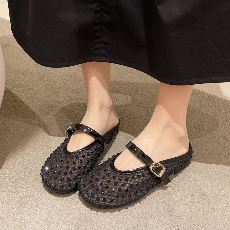 Damen Modische Ballerinas mit Netzdesign und Dekorativen Riemchen R&B