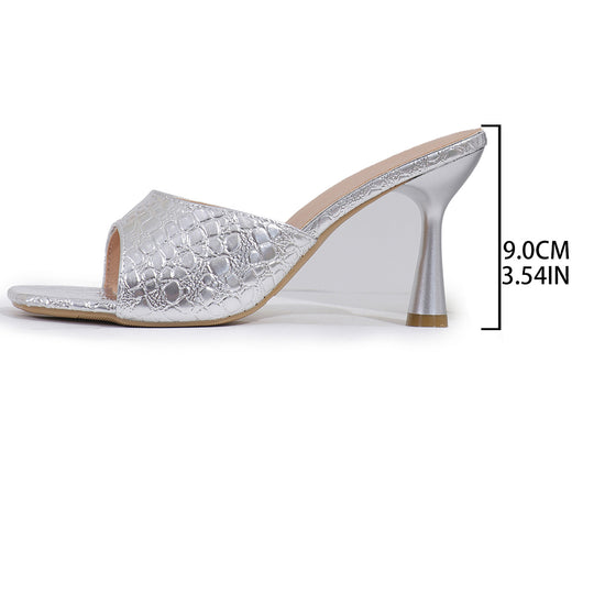 Damen elegante Slingback-Pantoletten mit Schlangenleder-Optik R&B