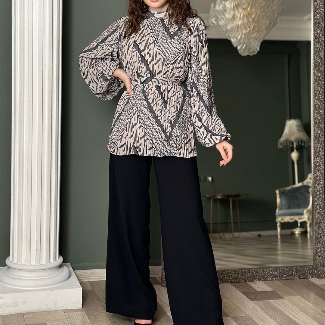 Damen modische Bluse mit voluminösen Ärmeln R&B
