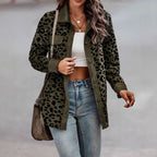 Damen Jacke im Leopardenmuster mit strukturiertem Stoff und praktischen Taschen R&B