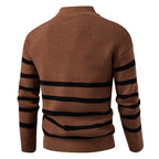 Herren Strickpullover mit halbem Reißverschluss und modernem Streifen-Design