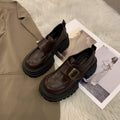 Damen modische Chelsea-Boots mit robustem Plateau und stylischer Schnallenverzierung R&B