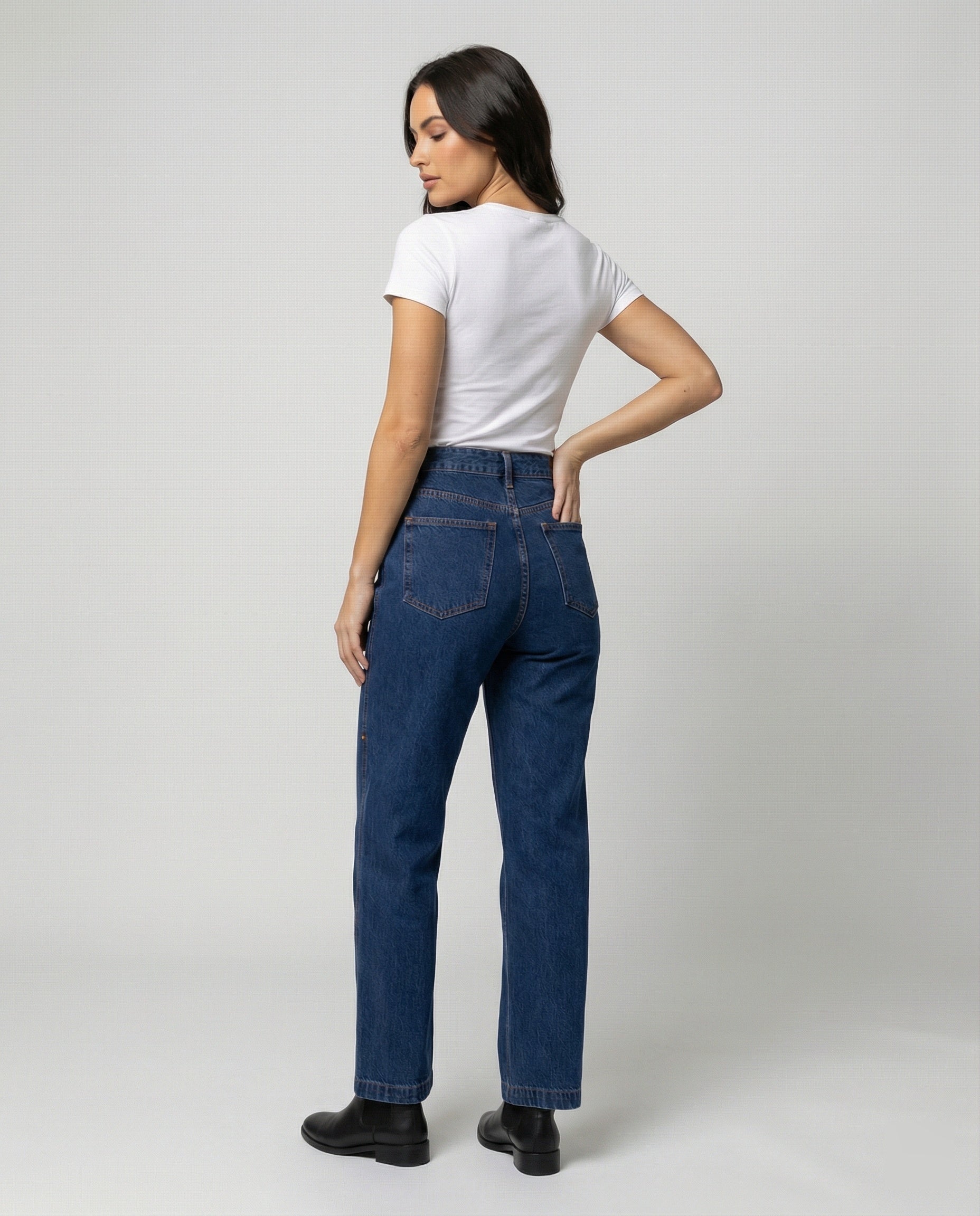 Blaue Vintage Denim Jeans High Waist Gerade Hose